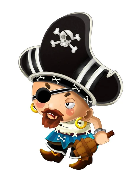 Cartoon Scene Pirate Man Captain White Background Illustration Children — Stock Photo, Image