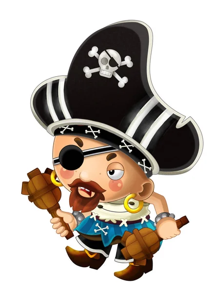 Cartoon Scene Pirate Man Captain White Background Illustration Children — Stock Photo, Image