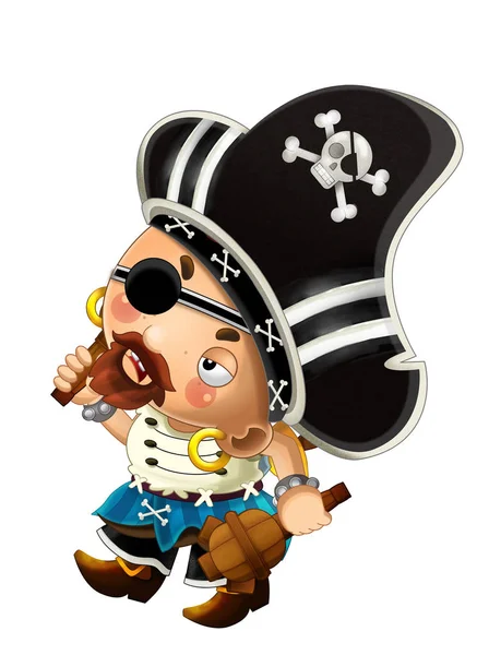 Cena Dos Desenhos Animados Com Capitão Homem Pirata Com Espada — Fotografia de Stock