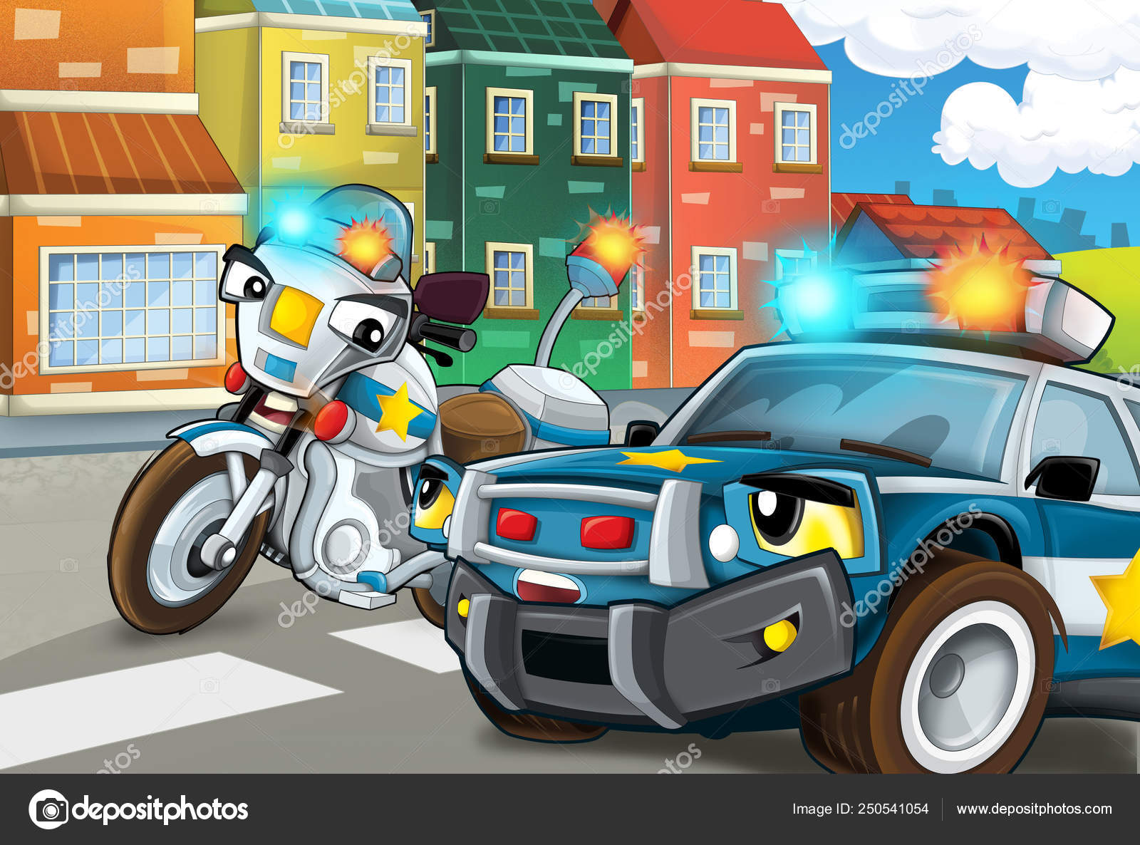 Cartoon Scene Police Officers Action Car Motorbike Illustration Children Stock Photo by ©illustrator_hft 250541054 Cartoon Scene Police Officers Action Car Motorbike Illustration Children Stock Photo by ©illustrator_hft 250541054