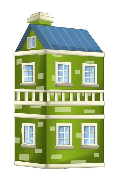 Cartoon illustration of house - block of flats - isolated on white background - illustration for children