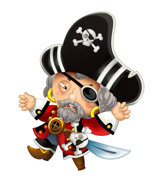 Cartoon Scene Pirate Man Captain White Background Illustration Children — Stock Photo, Image