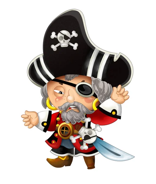 Cartoon Scene Pirate Man Captain White Background Illustration Children — Stock Photo, Image