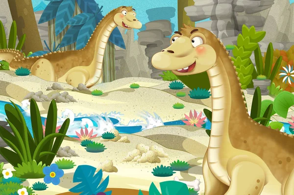 공룡들과 아파토사우루스 디플로도쿠스 아이들을 — 스톡 사진