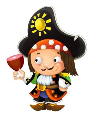 korsan adam Kaptan beyaz arka planda - illüstrasyon çocuklar için çizgi film sahne