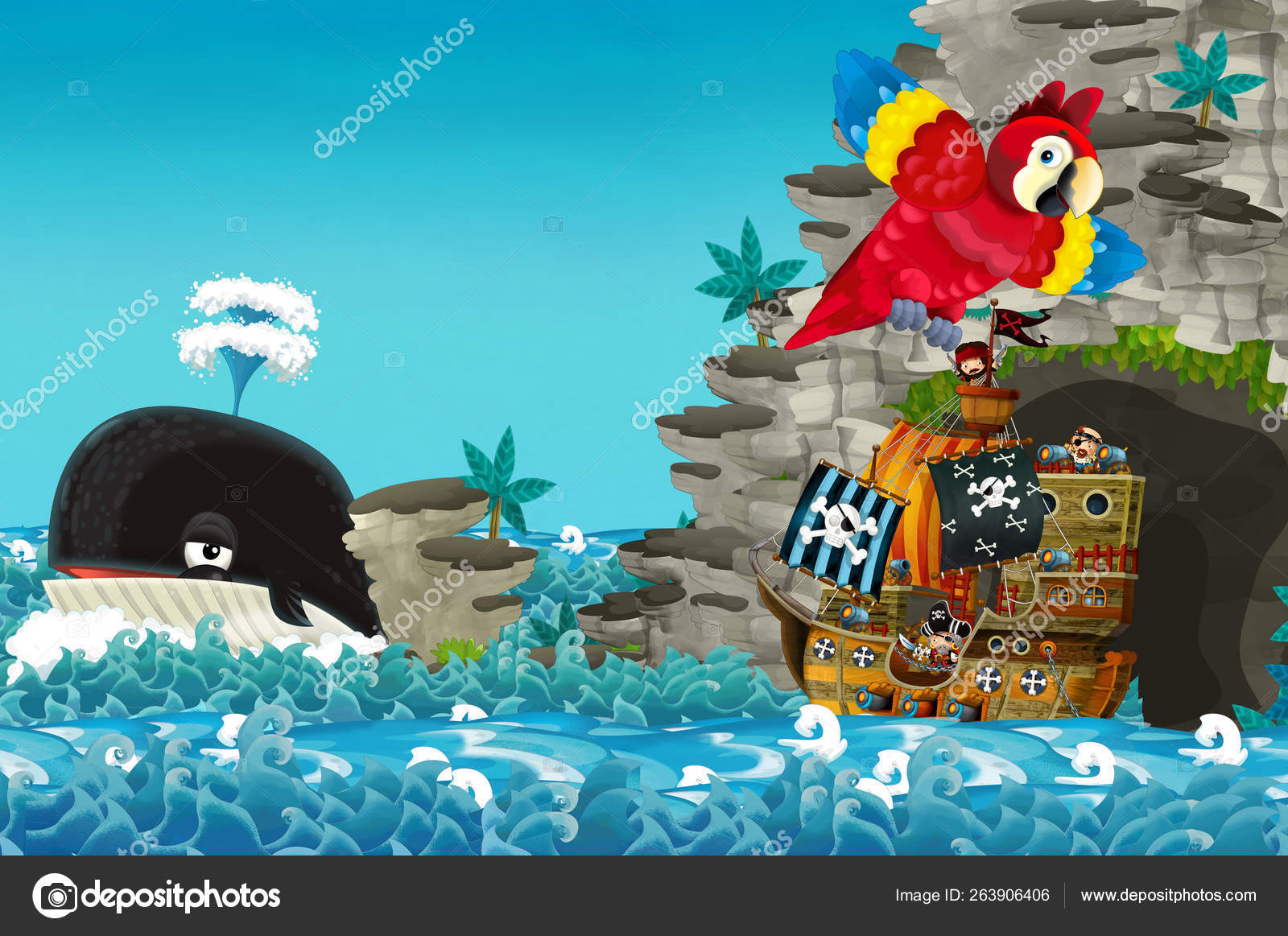 Cartoon Scene Pirate Ship Sailing Seas Sailing Out Secret Cave Stock Photo Image By C Illustrator Hft Cartoon Scene Pirate Ship Sailing Seas Sailing Out Secret Cave Stock Photo Image By C Illustrator Hft