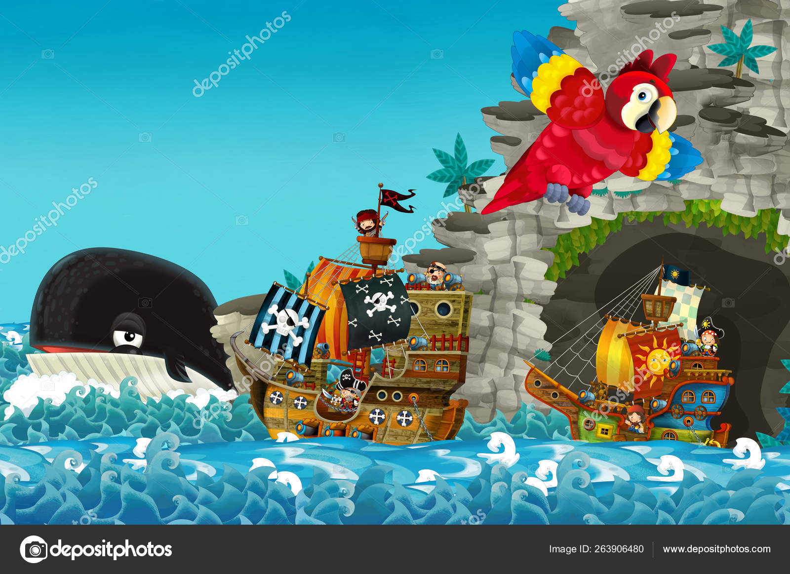 Navegando pelos mares da imaginação, gato e navio pirata