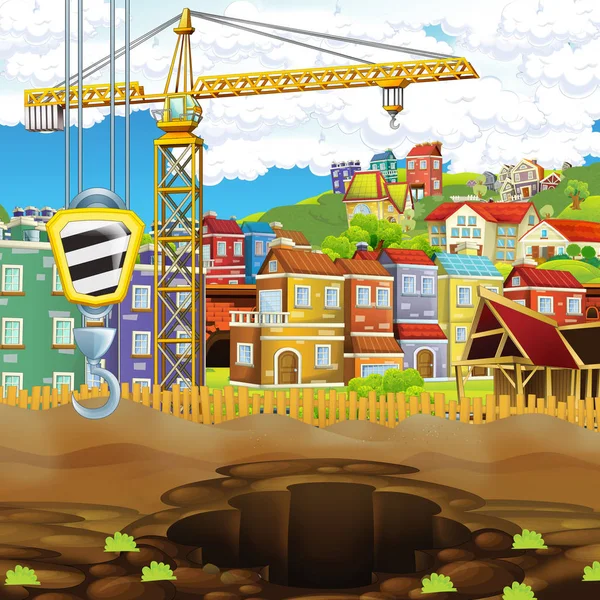 Cartoon Scen För Byggnadsplats För Olika Användning Illustration För Barn — Stockfoto