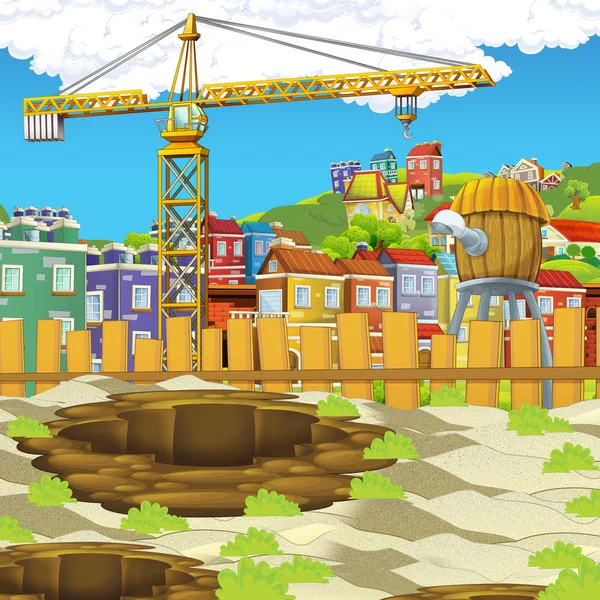 Cartoon Scene Construction Site Different Usage Illustration Children — Stock Photo, Image