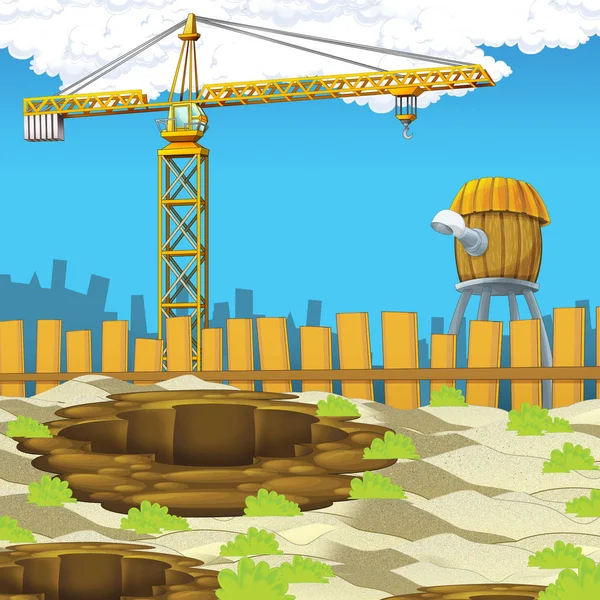 Cartoon Scene Construction Site Different Usage Illustration Children — Stock Photo, Image