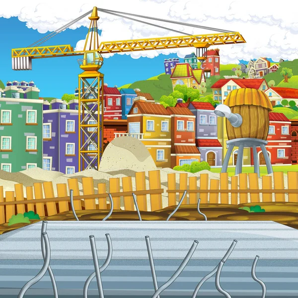 Scène Dessin Animé Site Construction Pour Différentes Illustrations Utilisation Pour — Photo