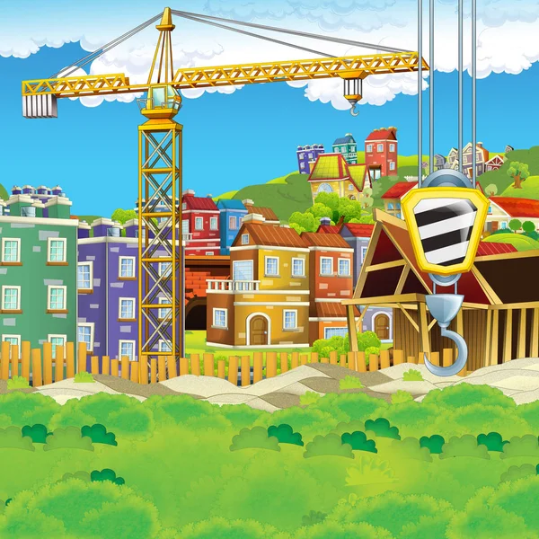 Kreskówka Scena Placu Budowy Dla Różnych Zastosowań Ilustracja Dla Dzieci — Zdjęcie stockowe