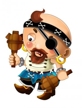 korsan adam Kaptan beyaz arka planda - illüstrasyon çocuklar için çizgi film sahne