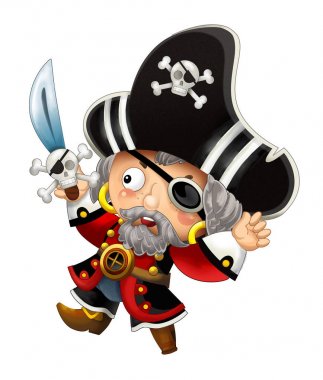 korsan adam Kaptan beyaz arka planda - illüstrasyon çocuklar için çizgi film sahne