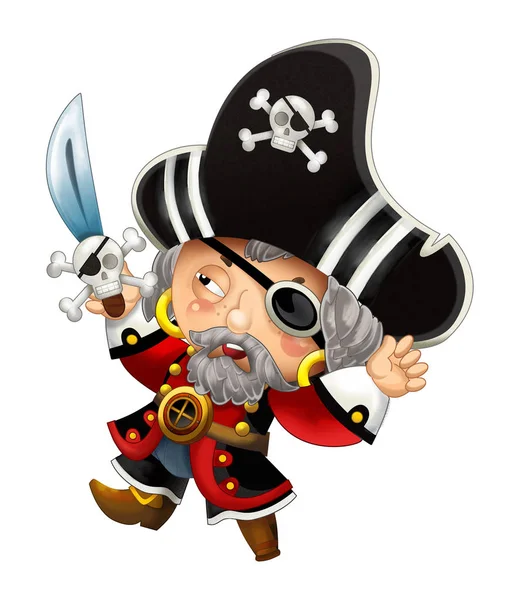 Cartoon Scene Pirate Man Captain White Background Illustration Children — Stock Photo, Image