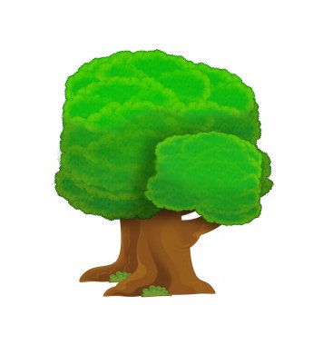 Çocuklar için beyaz arka plan illüstrasyon karikatür doğa elemanı ağaç