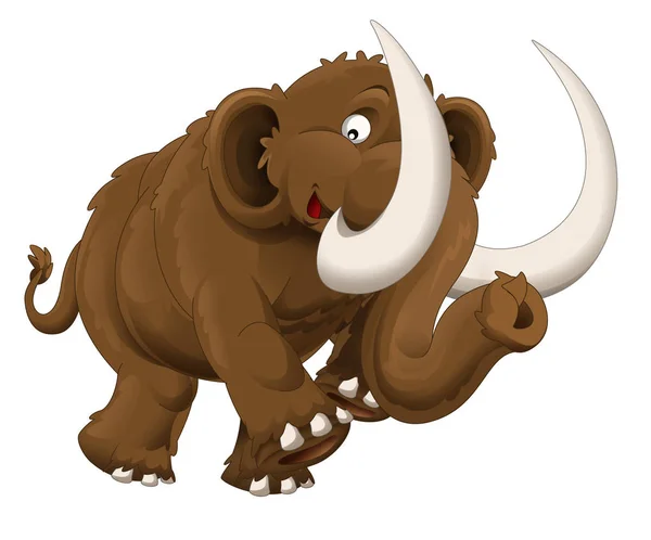 Cartoon Happy Mammoth Isolerad Vit Bakgrund Illustration För Barn — Stockfoto