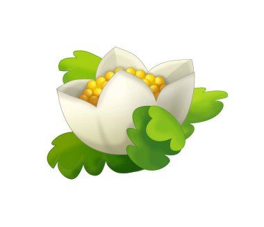 Beyaz arka plan üzerinde çiçek ile Karikatür sahne - çocuklar için illüstrasyon