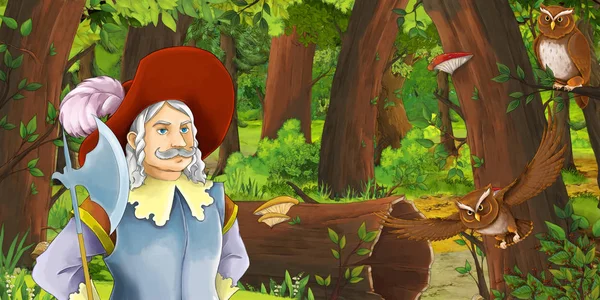 ormanda encounte mutlu genç çocuk prens ile karikatür sahnesi