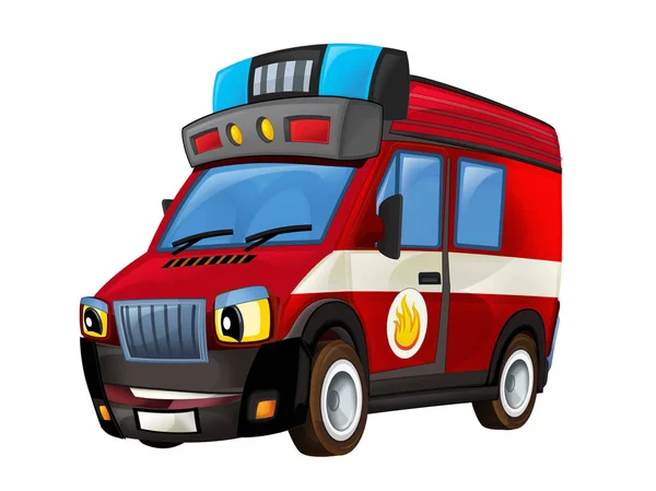 Cartoon firetruck na białym tle-ilustracja dla dzieci — Zdjęcie stockowe