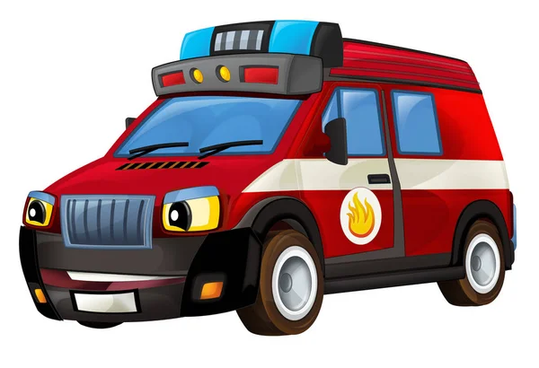Cartoon-Feuerwehrauto auf weißem Hintergrund - Illustration für die Kinder — Stockfoto