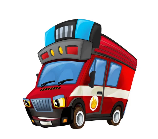 Cartoon firetruck on white background - illustration for the children — Stock Photo, Image