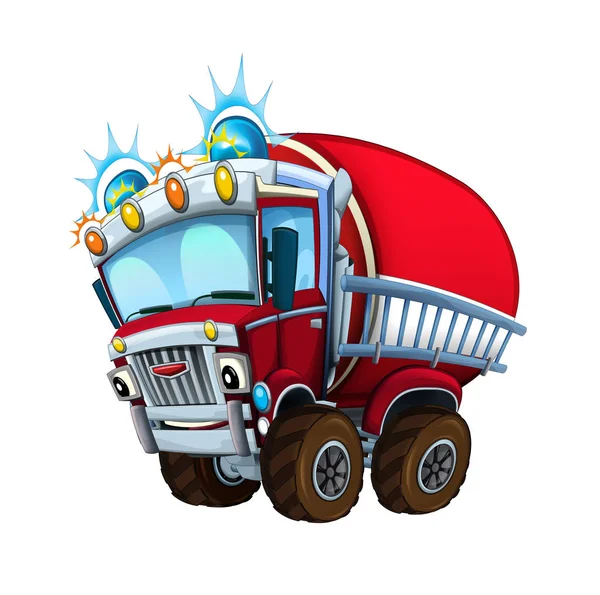 Kreslená Hasičským náklaďákem na bílém pozadí-ilustrace pro děti — Stock fotografie