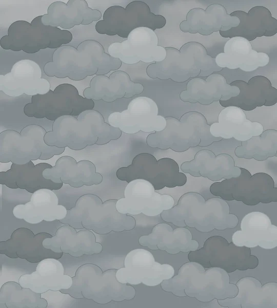 Cartoon scène met wolken ter illustratie van de verschillende gebruik voor kinderen — Stockfoto