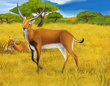 çocuklar için çayır safari illüstrasyon koba lychee ile karikatür sahnesi