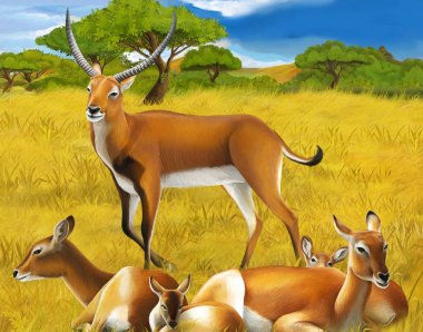 çocuklar için çayır safari illüstrasyon koba lychee ile karikatür sahnesi