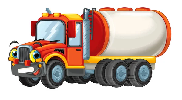 Cartoon Gelukkig Cisterne Truck Verdrietig Verrast Geïsoleerd Witte Achtergrond Illustratie — Stockfoto