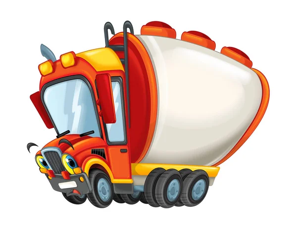 cartoon happy cistern truck sad or surprised isolated on white background - illustration for children