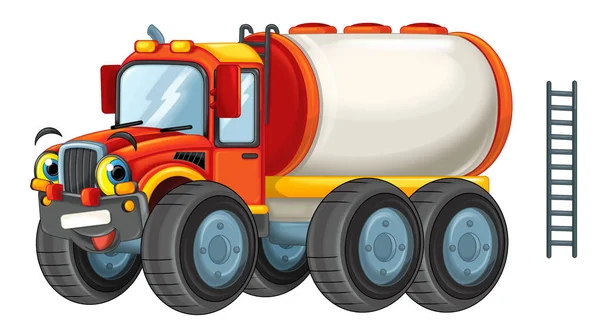 Cartoon Happy Cistern Truck som monster truck isolerad på vit bakgrund-illustration för barn — Stockfoto