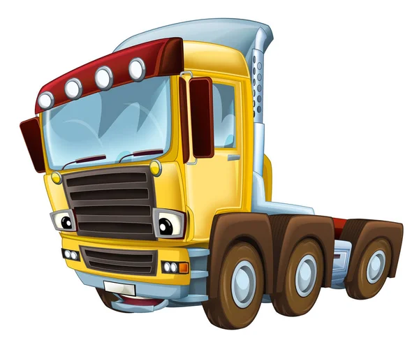 Cena dos desenhos animados com carro de caminhão no fundo branco - ilustração para crianças — Fotografia de Stock