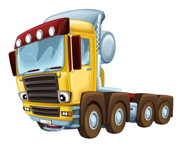 Adegan kartun dengan mobil truk di latar belakang putih ilustrasi untuk anak-anak — Stok Foto
