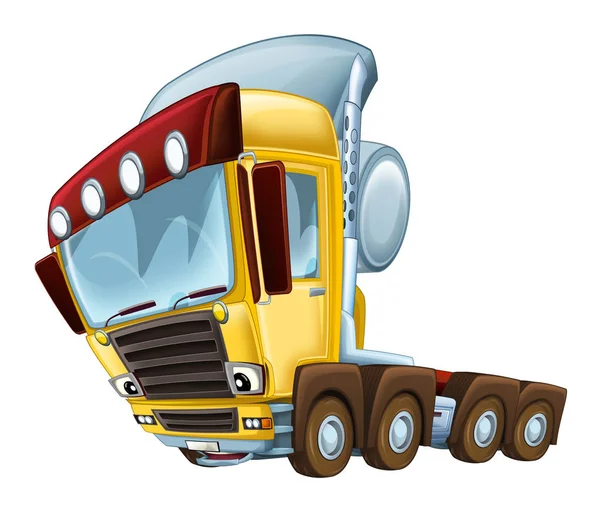 Scène de dessin animé avec voiture de camion sur fond blanc illustration pour les enfants — Photo