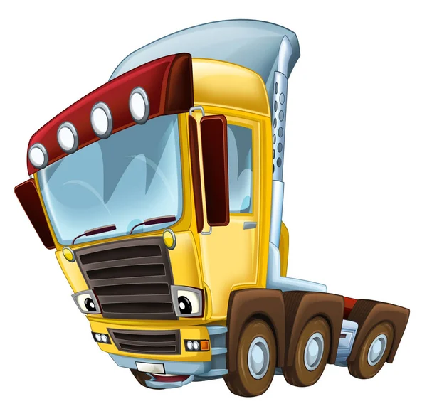 Cartoon scene met vrachtwagen auto op witte achtergrond - illustratie voor kinderen — Stockfoto