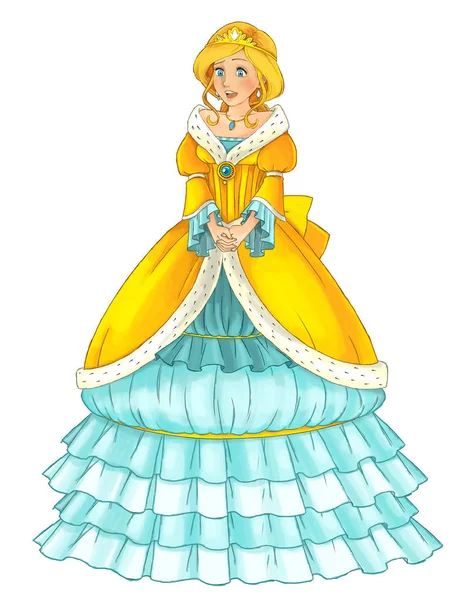 Cartoon scene with beautiful princess on white background - illustration for children — Stock Photo, Image