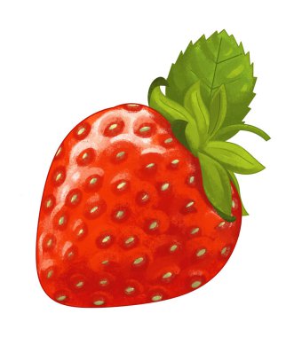 beyaz arka planda karikatür meyveli çilek - çocuklar için illüstrasyon