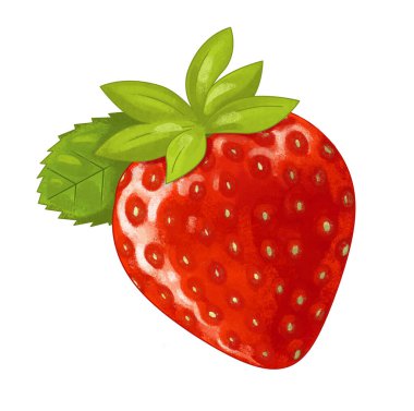 beyaz arka planda karikatür meyveli çilek - çocuklar için illüstrasyon