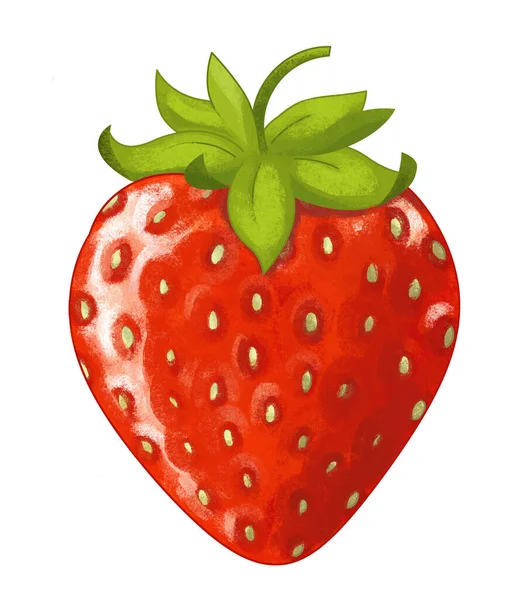 Cartoon Fruit Aardbei Witte Achtergrond Illustratie Voor Kinderen — Stockfoto