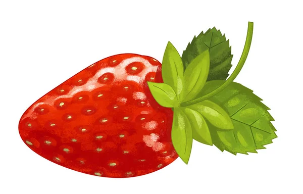 Cartoon Fruit Aardbei Witte Achtergrond Illustratie Voor Kinderen — Stockfoto