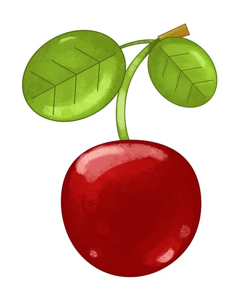 Cartoon Fruit Cherry White Background Illustration Children — Stock Photo, Image