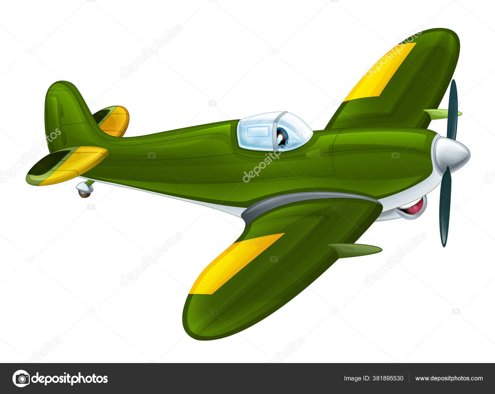 Cartoon Happy Military Plane Machine White Background Illustration Children  Stock Photo by ©illustrator_hft 381895530