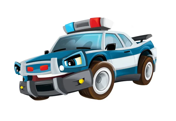 Cartoon Politie Auto Sedan Witte Achtergrond Illustratie Voor Kinderen — Stockfoto