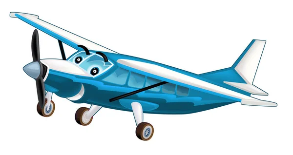 Dessin Animé Avion Heureux Machine Sur Fond Blanc Illustration Pour — Photo