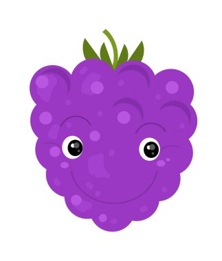 beyaz arka planda meyve böğürtlen çizgi filmi - çocuklar için resimleme