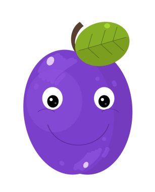 beyaz arkaplanda meyveli erik - çocuklar için resimleme