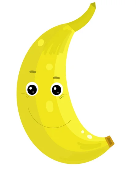 Tecknad Frukt Banan Vit Bakgrund Leende Illustration För Barn — Stockfoto