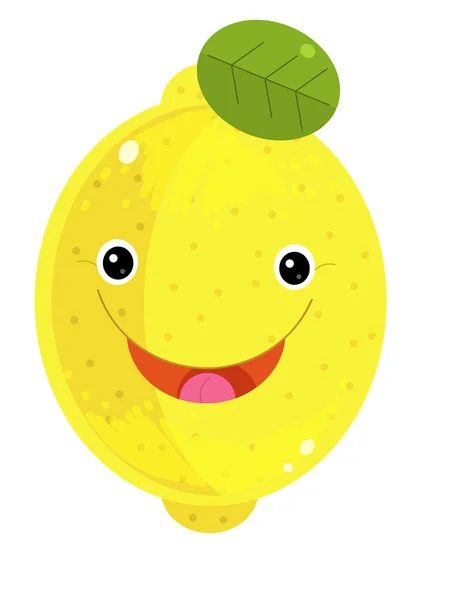 cartoon fruit lemon on white background smiling - illustration for children